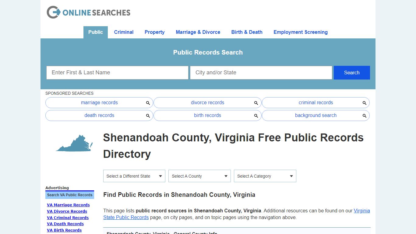 Shenandoah County, Virginia Public Records Directory