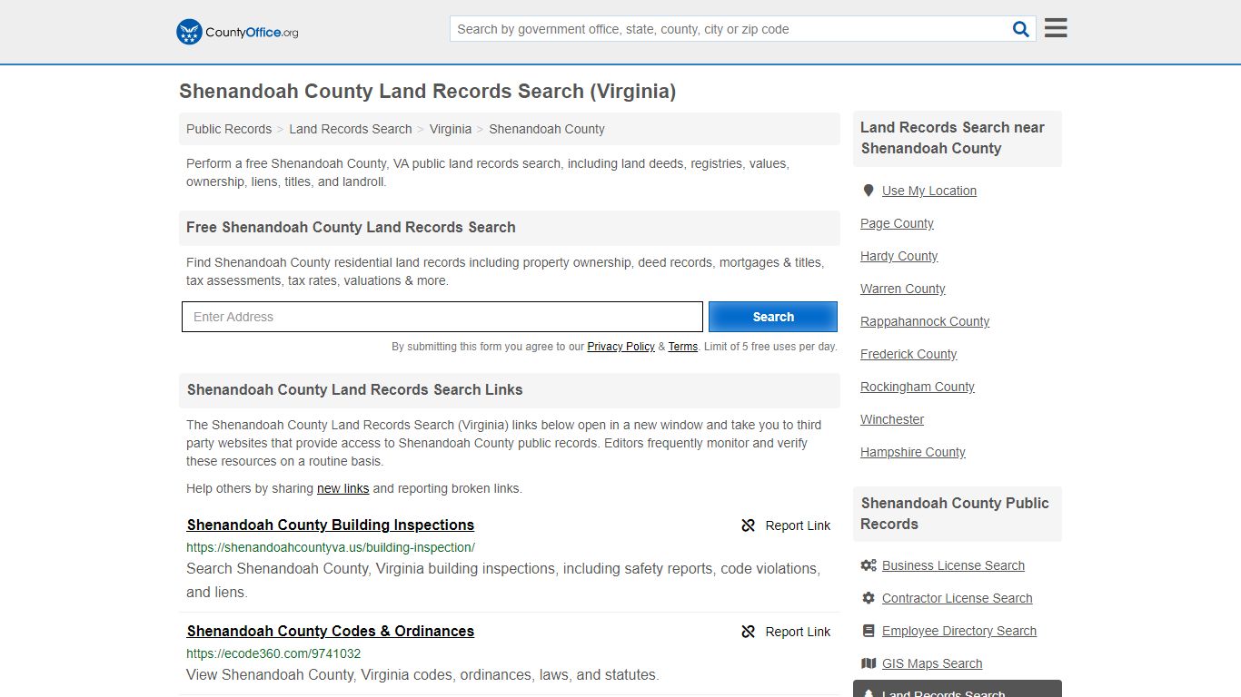 Land Records Search - Shenandoah County, VA (Deeds, GIS ...