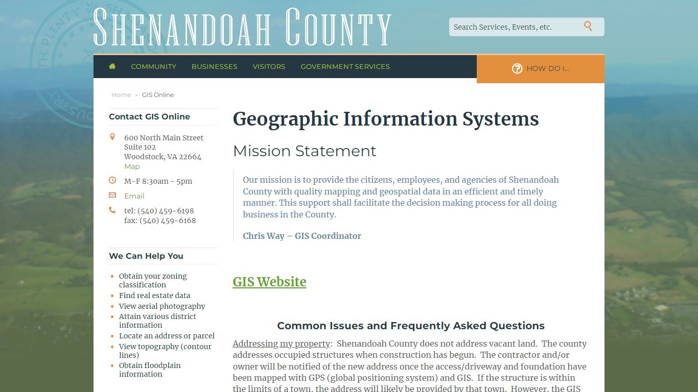 GIS Online - Shenandoah County, Virginia